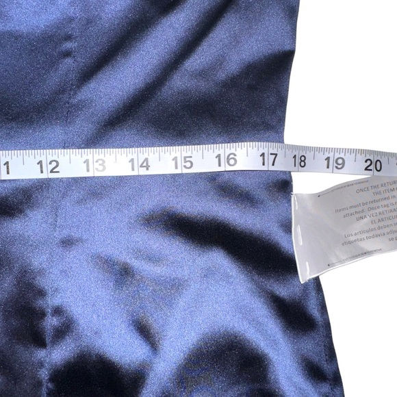 Ieena For Mac Duggal One Shoulder Bow Detail Navy Satin Gown 12 LN worn once - Picture 7 of 9